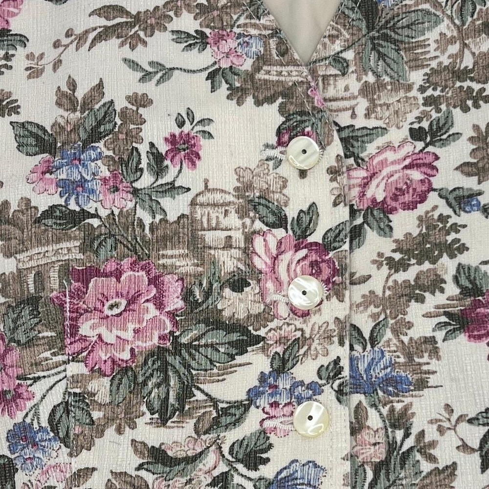 vintage 80s 90s women's vest floral Liz Wear Petite‎ - Picture 2 of 6